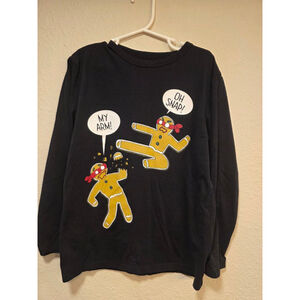 Boys Childrens Place Gingerbread Man Karate Christmas Shirt Size M (7/8)